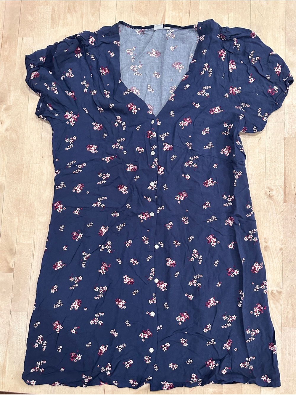 GAP Navy Mini Dress with Pink and White Floral Dots